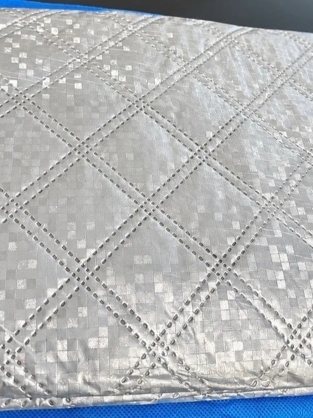 Quilted Car Windshield Sun Shade Silver & Blue